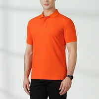 Ljetne košulje za muškarce Plus size Solid Boja kratkih rukava s kratkim rukavima Torba za kratkim kratkim dijelom, ležerne moderne prozračne poslovne majice narančasto xxl