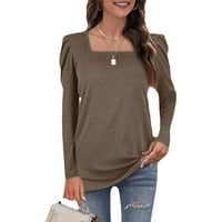 Majice za žene četvorni vrat duhovni rukavac Top solidne boje pulover labave majice jesenska zimska