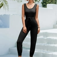 Žena Ljeto za mršavljenje Bodi, čvrsta boja labavi rukavi na rukavu Vest sportske hlače Jednodijelni pantalone Kombinezon Crna