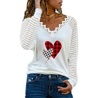 Modna žena V-izrez dugih rukava majica jesenje tiskanje izdubljena labava bluza vrhova hot6sl869377