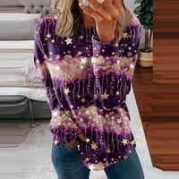Umitay esencijalne košulje s dugim rukavima za žene Slatke grafičke grafike TEes Bluze casual plus veličina osnovnih vrhova pulover