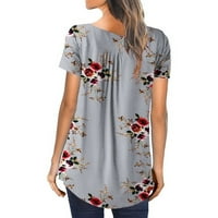 Ženski cvjetni smock Pleased tunic na vrhu majica s kratkim rukavima dame bluza gumba