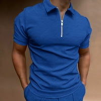 Muška košulja Muška proljeća Ljeto Pamuk Jacquard kratki rukav Top Solid Color Geometric Print Lapel Zipper Top Muške majice