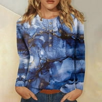 Ženska odjeća Stabilna odjeća Žene Slatke tinejdžerske bluze Ležerne prilike plus veličina Basic Tops Pulover za majice s dugim rukavima tamno plava 3xl