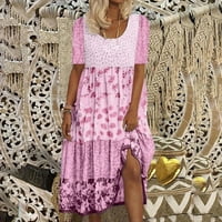 Gotyou ženska boemska cvjetna print maxi haljina kratki rukav okrugli vrat plaža Flowy Party Beach haljina