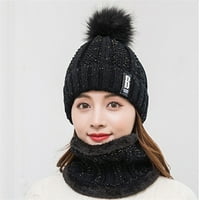 Zimski kabelski šešir šal set meko toplo pleteni škak za skijanje debeli šal za žene