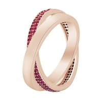 14k ružičasto zlato preko srebrnog oblika srebrnog okruglog oblika simulirani ružičasti rubin preplički zaručnički prsten