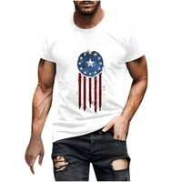Dnevne majice za muškarce prevelike fit 3D USA zastava zastava zastava Crewneck kratki rukav tee vrhovi ljetne lagane patriotske majice bijeli m
