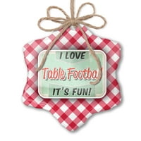 Božićni ukras I Love Table Fudbal, Vintage Design Red Plaid Neonblond