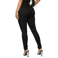 FVWitlyh pantalone za žene na traper ženskim zrelim tankim tamnim dugmem visoke strukske hlače za žene