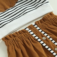 Kid Girls Halloween Outfit Stripe bundeve Print Ruffled Duge rukave s dugim rukavima A-line set suknje