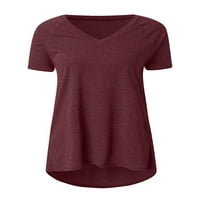 Loalirando Plus veličine za žene kratki rukav prevelizirani majica Casual V izrez Tunika labava bluza