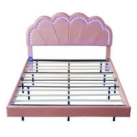 Churanty Queen Pink LED krevet s drvenim cvijećem uzglavljenog, plutajući platformud platformed platforme