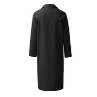 Žene Ležerne malena tanka dugačka jakna kaput dugih rukava dolje niz džepni kaputi za kapute Blazer ženske bluže i odijelo jakne crne l