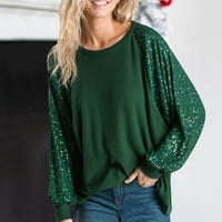 Entyinea Ženska štednja i majice dugih rukava majice V izrez Basic Comfy Tunic Tops Green l
