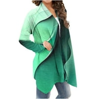 Kontrast dugih rukava od ispisanog otvorenog prednjeg kardana za žene lagane tanke jesene jakne labave udobne pulover džemper vrhom zelenog l