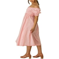 Prednjeg swalk-a seksi od ramena haljina ljetna šifon casual midi solidne haljine