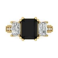4. CT Sjajni smaragdni rez Clear Simulirani dijamant 18k žuti zlatni pasijans sa akcentima Trobotan prsten SZ 3.75