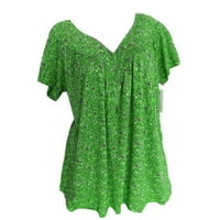 Bluze za žene plus ispisane bluze za žene za žene V izrez kratkih rukava zelene žene