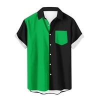 Caveitl vrhovi za muškarce, muškarci casual moda navratnik na havajskim tiskanjem kratkih rukava ima džepove kardigan majica gumba za bluzu bluza crna