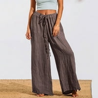 Lilgiuy ženske casual čvrste hlače Udobne elastične ležerne duge hlače Lagane svestrane izlaske hlače