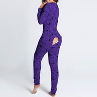 Pidžama za žene ahomtoey žene ispisuju dugme dugih rukava zaklopke noćne padežom kombinezonske bodysuit