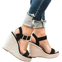 Sandale Ženska platforma Klin na petu cipele s slamom tkani Hemp konopci plus Veličina Sandale Summer Beach Cipele
