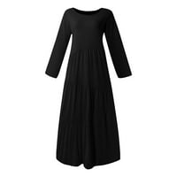 Ležerne haljine za žene V-izrez s dugim rukavima od tiskane haljine maxi party haljine 2xl