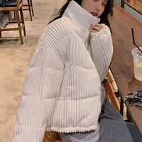 Odeerbi Outerwewer Coats za žene Zimska topla trendy srednja dužina i zadebljanog stand-up ovratnik dolje pamučni jakni kaput bijeli