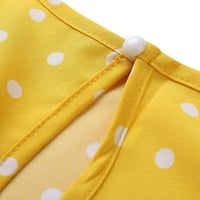 Odeerbi Summer Ležerne haljine za žene Modni okrugli vrat bez rukava bez rukava ruff haljina žuta