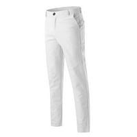 GUBOTARE radne pantalone za muškarce puna tanka dužina struka pantne casual džep srednje čvrste modne muške pantalone muške hlače, bijeli 3xl