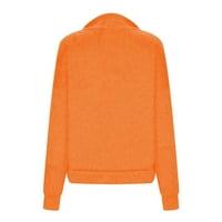 TKLPEHG Womens Duks pulover labava mekana bluza dugih rukava s dugim rukavima V-izrez Polovina patentne