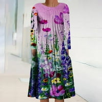 Ženska modna štampana haljina s dugim rukavima