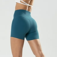 Aaimomet ženski joga kratke hlače Ženska dizanje visokog struka elastične gamaše sportski joga fitness tri točke kratke hlače, tamno plave l