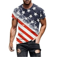 Muški američki 4. srpnja Tee majica kratkih rukava Neovisnosne košulje na vrhu ljetne pamučne slobodne majice tamno plava m
