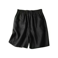 Bermuda kratke hlače za ženske povremene elastične struke pamučne posteljine široke pantalone za noge