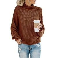 CLLIOS prevelizirani džemperi za žene pletene dugih rukava Top Baggy Turtleneck džemper od pulover sa pulovernim bojama Jeseni džemperi za žene