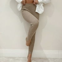 Iopqo joga hlače za žene Ženska čvrsta boja visoke strukske trake učvršćiva i tanki korak na nozi joga hlače kaki + m