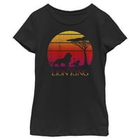 Djevojkov Lion King Vintage Sunset logo Grafički tee crni mali