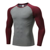 Fabiurt Muške utezanje fitness sportski trening majica s dugim rukavima, crvena