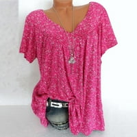 Otvotza V izrez Dressy ljeto Top cvjetni ruffle plus veličine Ženske majice i bluze T majice za žene