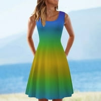 Maturalne haljine za žene Ležerne ljeto tenk Dužina bez rukava Pleted sunčane haljine kravata Dye Gradient
