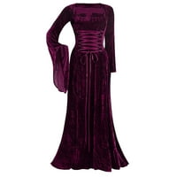 Baberdicy haljina Ženska duga haljina Vintage dugih rukava, duljina duljina boja Podna duljina elegantna