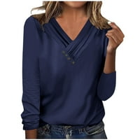 -Povjedni vrhovi za žene dugme dugih rukava pulover plus veličine boho vrhovi radovi top labavi bluza