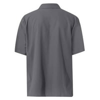Dizajnerski proljetni ljetni muški povremeni pamučni pamuk čvrste boje majice kratkih rukava Labavi košulje Grey m