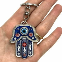 HAMSA Keychain Evil Eye Religiozni šarm Amulet Kabbalah Plavi lančani poklon Novo