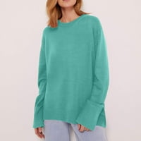Zunfeo džemper za žene - labav fit casual dugih rukava posada izvratnog pulover pletena vrhovi čvrsti udobni pad pada na vrhu metvice zelene s