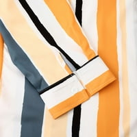Muške modne zimske košulje prevelike fit prugastom dugulja s dugim rukavima niz košulje na ovratniku Ležerne prilike lagana kuća vrhunska bluza narandžasta xxl