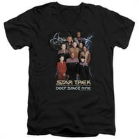 Trevco Star Trek-DS Crew - Kratki rukav za odrasle 30- V-izrez TEE - Black-Medium
