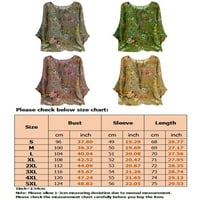 Žene Labavi cvjetni tisak Ležerne prilike modne majice kraljevska rukava plaža Boho boemska tunika Pamučna bluza